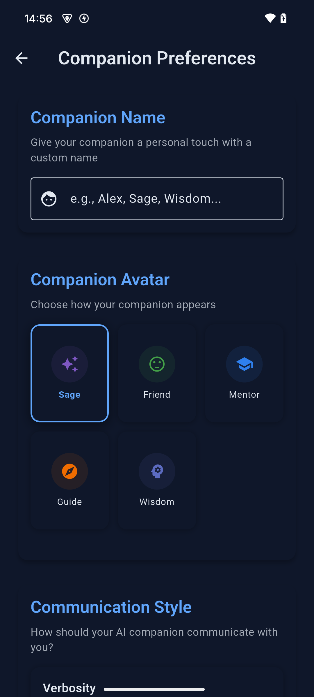 Circular mood selector showing 10 distinct mood options for comprehensive tracking